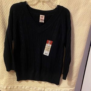 Faded Glory Women's Deep Black V-Neck Sweater